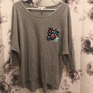 Gray Print Top